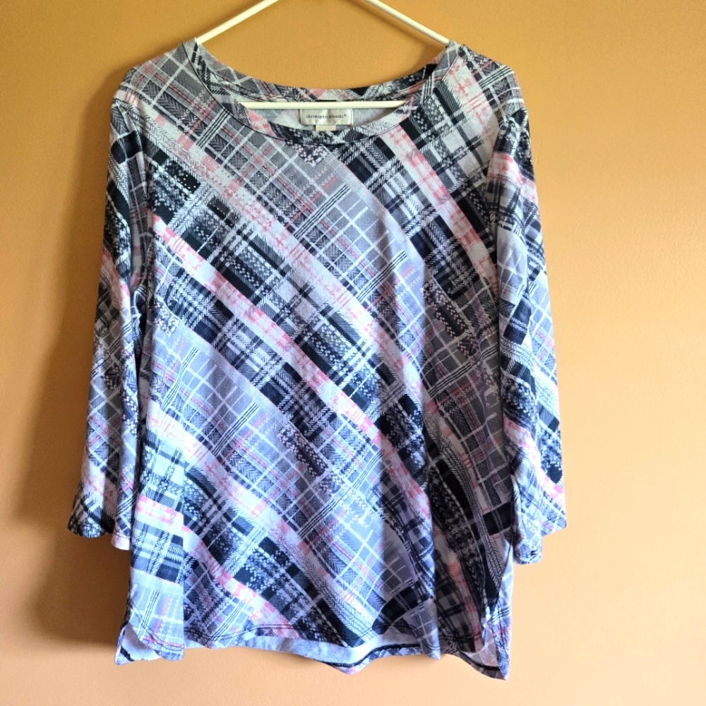 Christoper & Banks Plaid Sequen Top PTP=21"